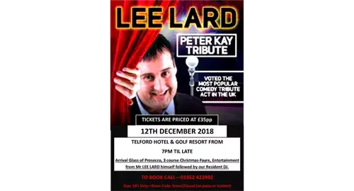Peter Kay Tribute Show at Telford Hotel & Golf Resort 2024 at Telford Hotel & Golf Resort