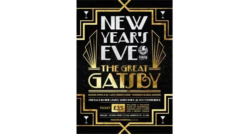 The Great Gatsby New Year's Eve Party 2024 at PANAM Restaurant & Bar Liverpool