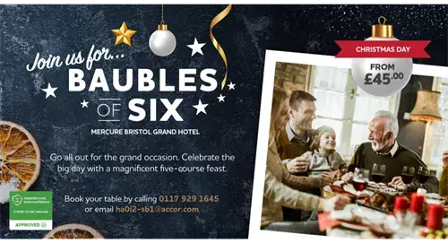 Christmas Day Lunch From £45.00 2024 at Mercure Bristol Grand Hotel